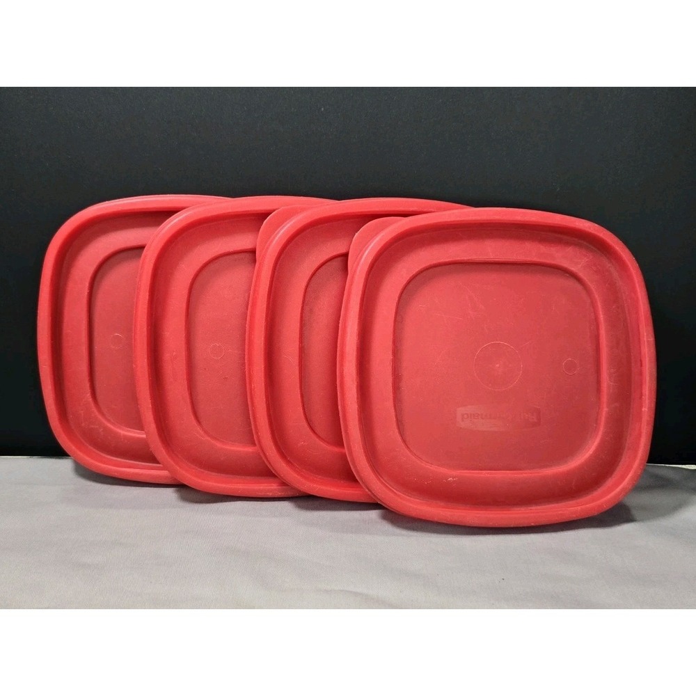 Rubbermaid Tops #7J64-22 Set Of Four Lids Only Red